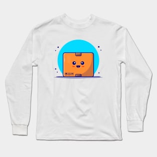 Cute Package Box Cartoon Vector Icon Illustration Long Sleeve T-Shirt